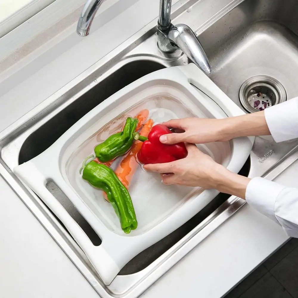 Складная кухонная многофункциональная разделочная доска для мытья посуды