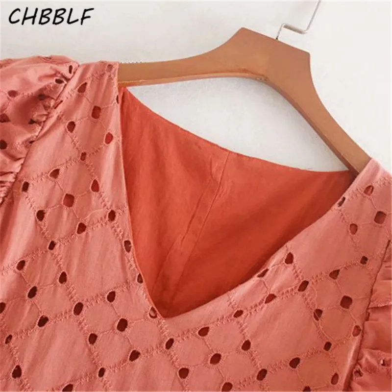 CHBBLF женское шикарное платье с вышивкой v образным вырезом рукавом фонариком