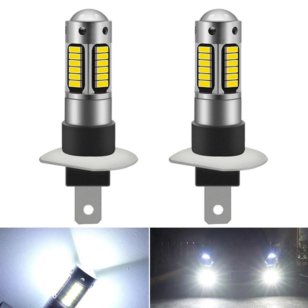 

2 шт., Автомобильные светодиодные лампы H1 H3 Canbus 4014 30SMD 12 в 6000K
