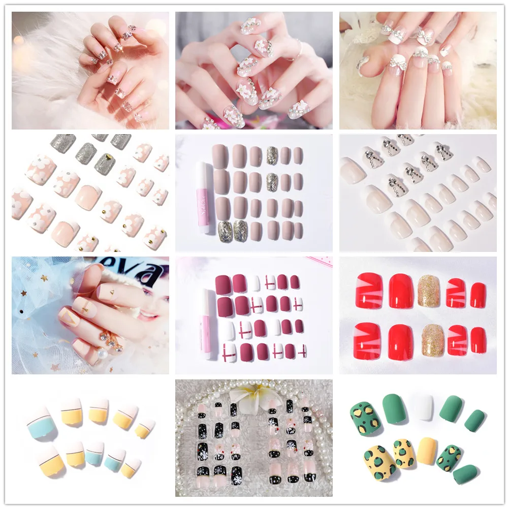 24 шт 3D блестящие розовые обнаженные французские балерины гроб накладные ногти