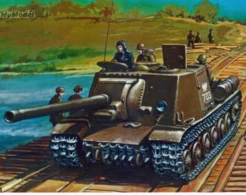 DIYMyModeI-pistola de asalto de la Uni&oacute;n isu-122, modelo de papel artesanal, rompecabezas de juguete hechos a mano, accesorios de pel&iacute;cula-0