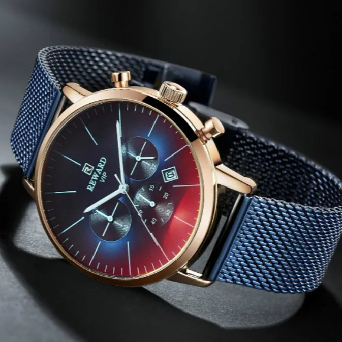 Часы наручные мужские кварцевые водонепроницаемые с градиентом и цветным