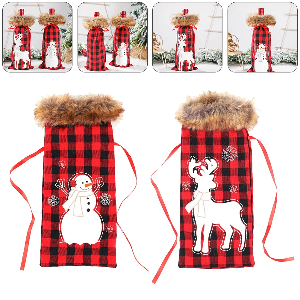 

1 Set 2 Pcs Christmas Plush Bottle Covers Bottle Covers (Assorted Color)