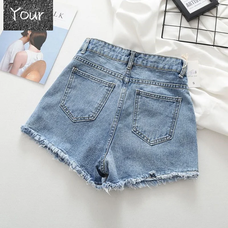 

S-5XL Plus Size Loose High Waist Denim Shorts Women Blue White Black Casual Large Size Short Jeans Women Summer Shorts C7089