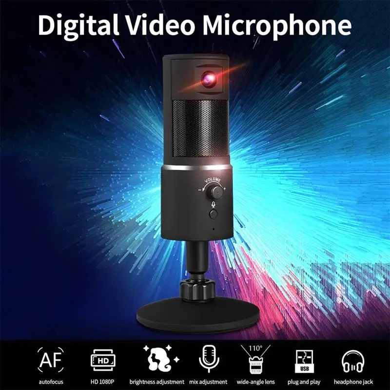 

Цифровой видеомикрофон USB 1080P камера Веб-камера с конденсатором и bluetooth микрофон для записи конференций Hi-Fi стерео аккомпанементный компьют...