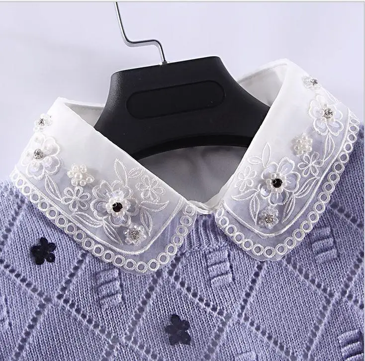 

Linbaiway женские рубашки с имитацией бусин, женские рубашки со съемным воротником, половина рубашки с отворотами, блузка с ложным воротником, т...