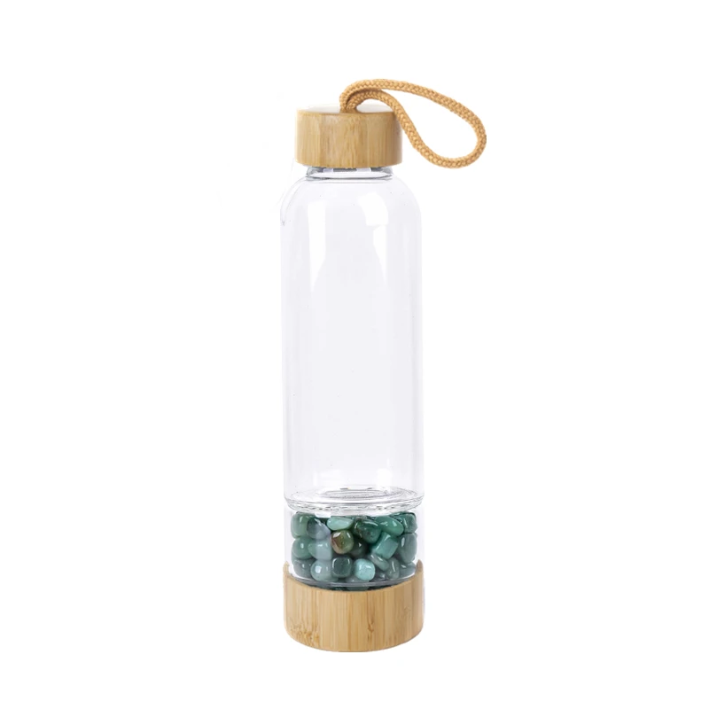 Natrual Crystal Water Bottle Precious Stone Bamboo Glass Gravel Irregularity Drink | Украшения и аксессуары