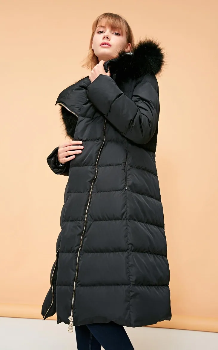 Vero Moda женский 90% белый утиный пух Талия молния с капюшоном мех енота длинный пуховик парка пальто | 318412532
