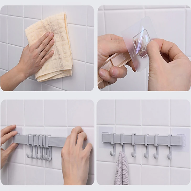 Мощный крючок 6 ровных крючков без следов наклейки гвоздей настенный