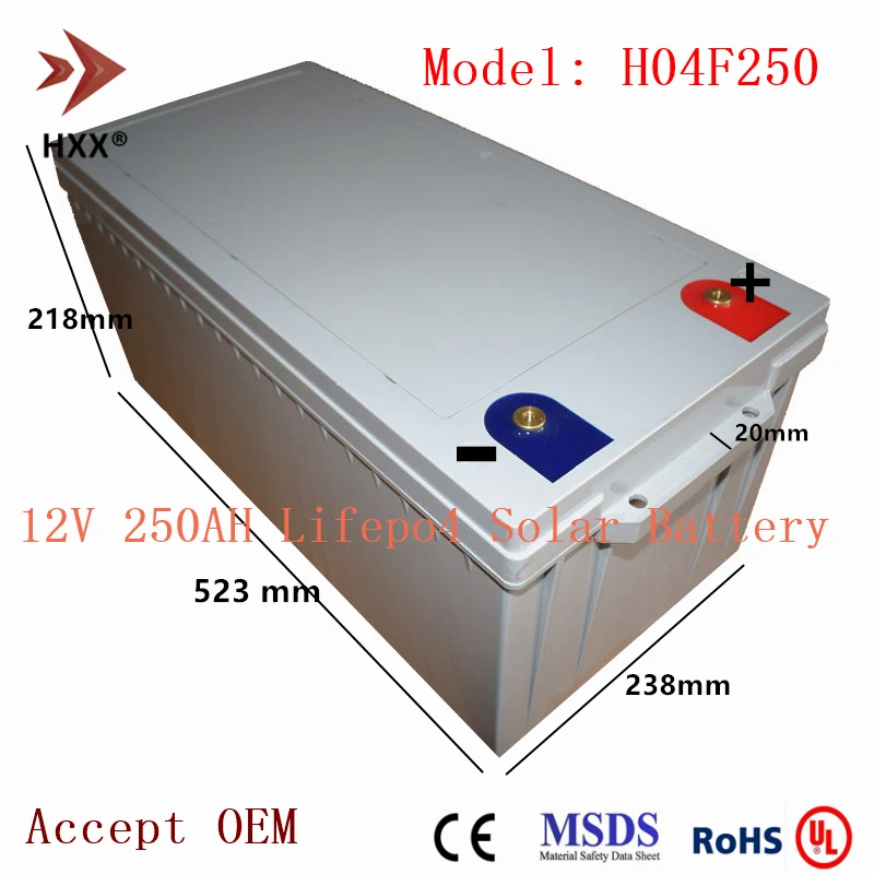 Lifepo4 12V 250AH 3200W не нуждающаяся в техническом обслуживании многократного цикла