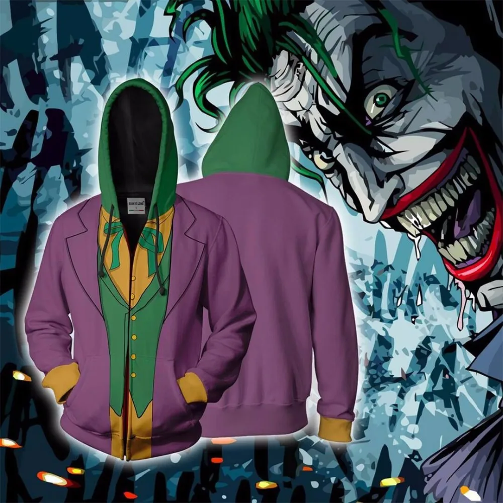 

Movie Joker Arthur Fleck Cosplay Costume Fancy Carnival Halloween Costumes Man Hoodies Joker Cosplay Zipper Hoodie sweatshirt