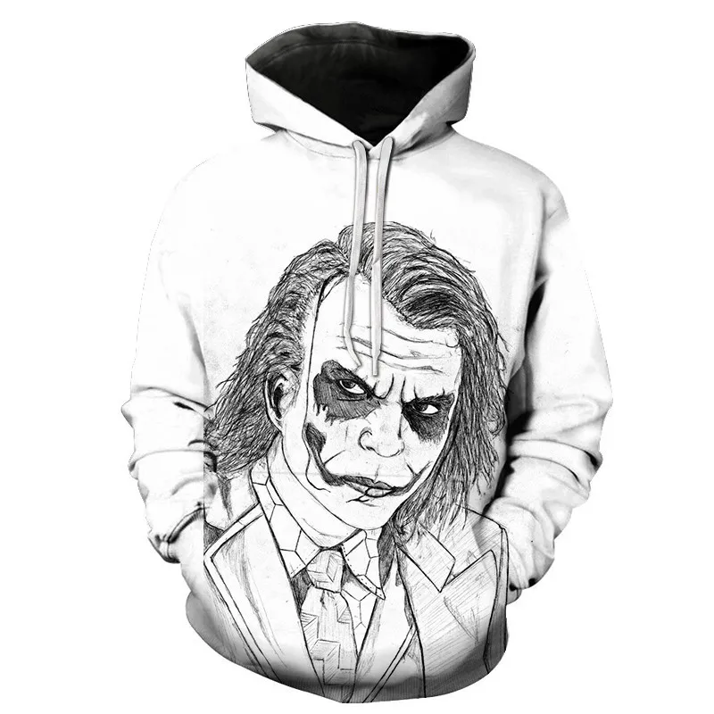 picture colour Joker Funny Hoodie Halloween Crazy Smile Pullover Long Sleeve Sweatshirt Fashion Stree Coats Cool Unisex Sportwear mens hoodies - Цвет: picture colour