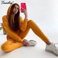 women outfits pant track suits pullover full sleeve soild hoodies spring sweatsuit two piece sets slim chandal mujer