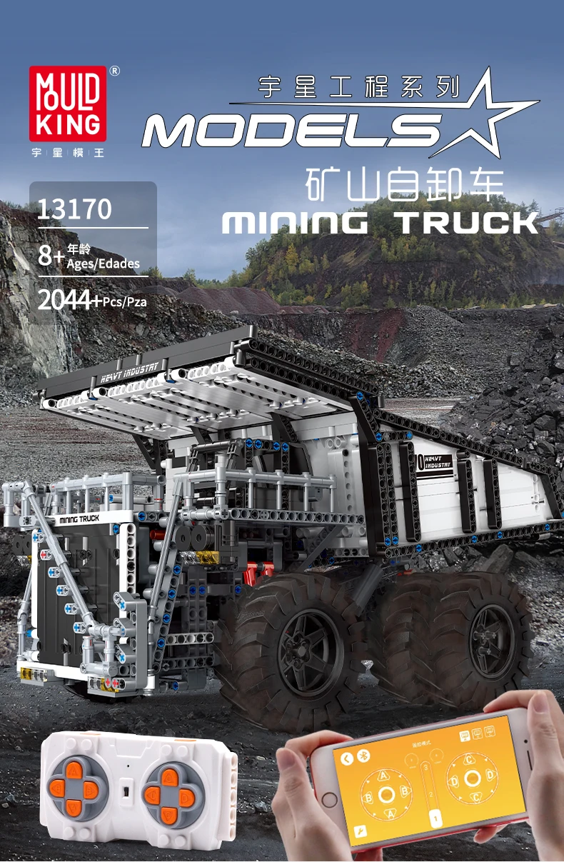 

MOULD KING MOC High-Tech The Terex T284 Mining Excavator Dump truck Model Motor Car Building Blocks Bricks Kids DIY Toys Gifts