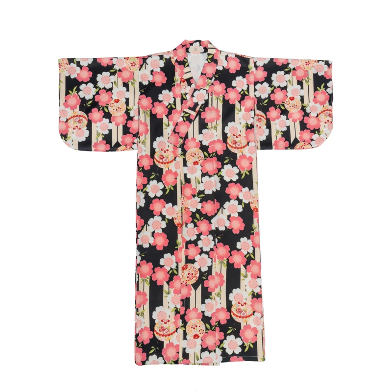 

Women's Japan Style Traditional Kimono Classic Flower Prints Japanese Yukata Bathrobe Cosplay Wear Photography Dress