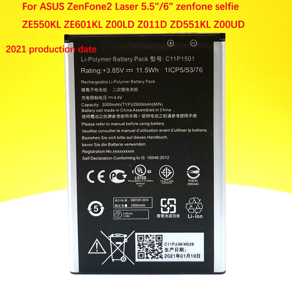 Аккумулятор C11P1501 для ASUS ZenFone2 Laser 5 дюйма/6 дюймов zenfone selfie ZE550KL ZE601KL Z00LD Z011D ZD551KL Z00UD 3000