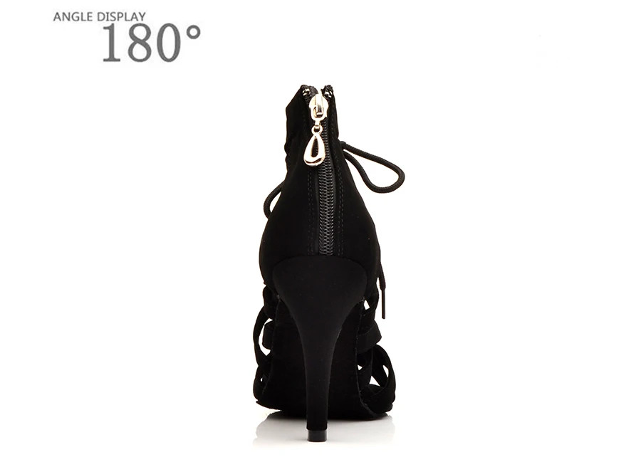 Black Suede Latin Dance Shoes Ladies High Heel Brown High Banded Ballroom Dance Shoes Stage Performance Party Indoor Soft Bottom