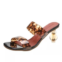 chunky heels summer square toe ladies pvc transparent crystal clear heel women leopard grain slides pumps sexy breathable