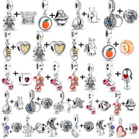 2Pcs 2022 Hot Sale Life Tree Heart Crown Beads Pendant Fit Original Brand Charms Silver Color Bracelets For Women DIY Jewelry