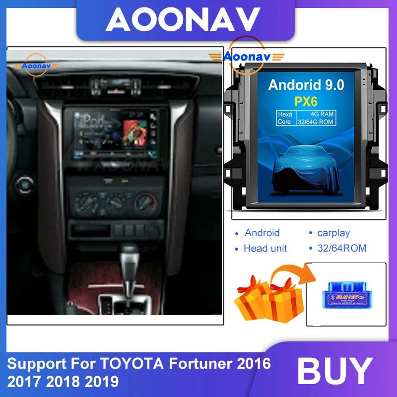 

Car stereo 2 din android HD Tesla Vertical Screen GPS For TOYOTA Fortuner 2016 2017-201 Car radio video player support manual AC