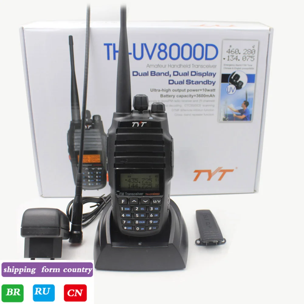 TYT TH-UV8000D рация 10 км Двухдиапазонная VHF и UHF 10 Вт 10 км Любительское радио 3600 мАч кросс-полосный ретранслятор функция радио