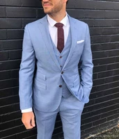 2020 ffashion sky blue mens suit 3 pieces formal notch lapel business suit groomsmen tuxedos for weddingblazervestpants