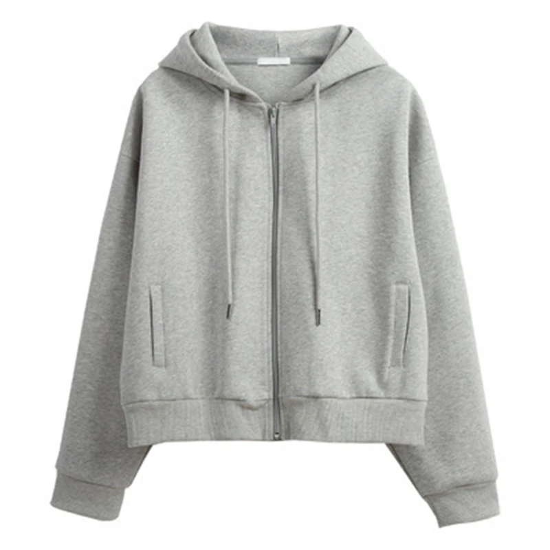 Hoodies Sweetshirt Zipper Woman Plus Size Sweat Suit Casual Tracksuit Women Sweatshirt Solid Color Hoody Cotton Crop Sweatshirts