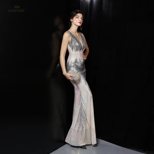 Evening Dresses Long V-Neck Floor-Length Sequin Dresses Woman Party Night Evening Gowns for Women Evening Dress