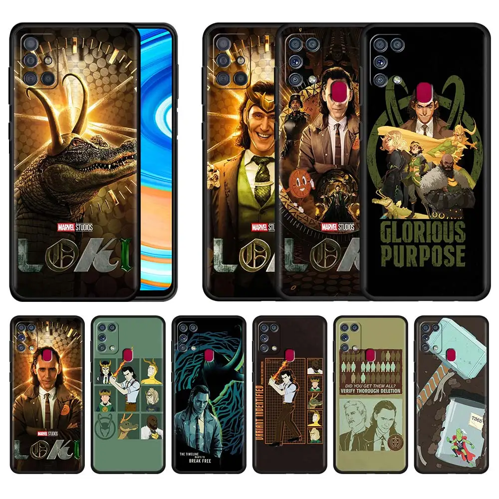 

Cover for Samsung Galaxy A50 A10 A70 A20e A30 A22 4G Black Phone Case A40 A12 M31 M30s M51 A20s Soft Shell Avengers Villain Loki
