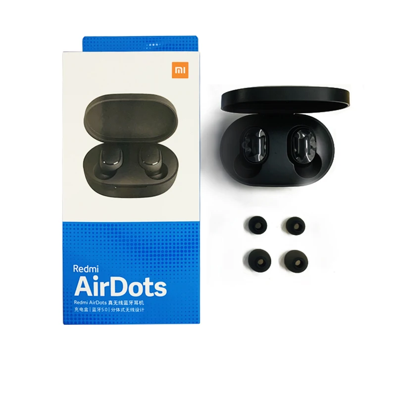 Black Xiaomi Redmi Airdots TWS Bluetooth наушники стерео басы BT 5,0 Eeadphones с микрофоном Handsfree Наушники управление AI - Цвет: Black