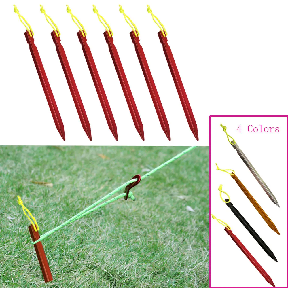 

18cm Aluminument Tent Pegs Nails with Rope Stake Camping Hiking Equipment Outdoor Traveling Tent Sand Ground Accessories