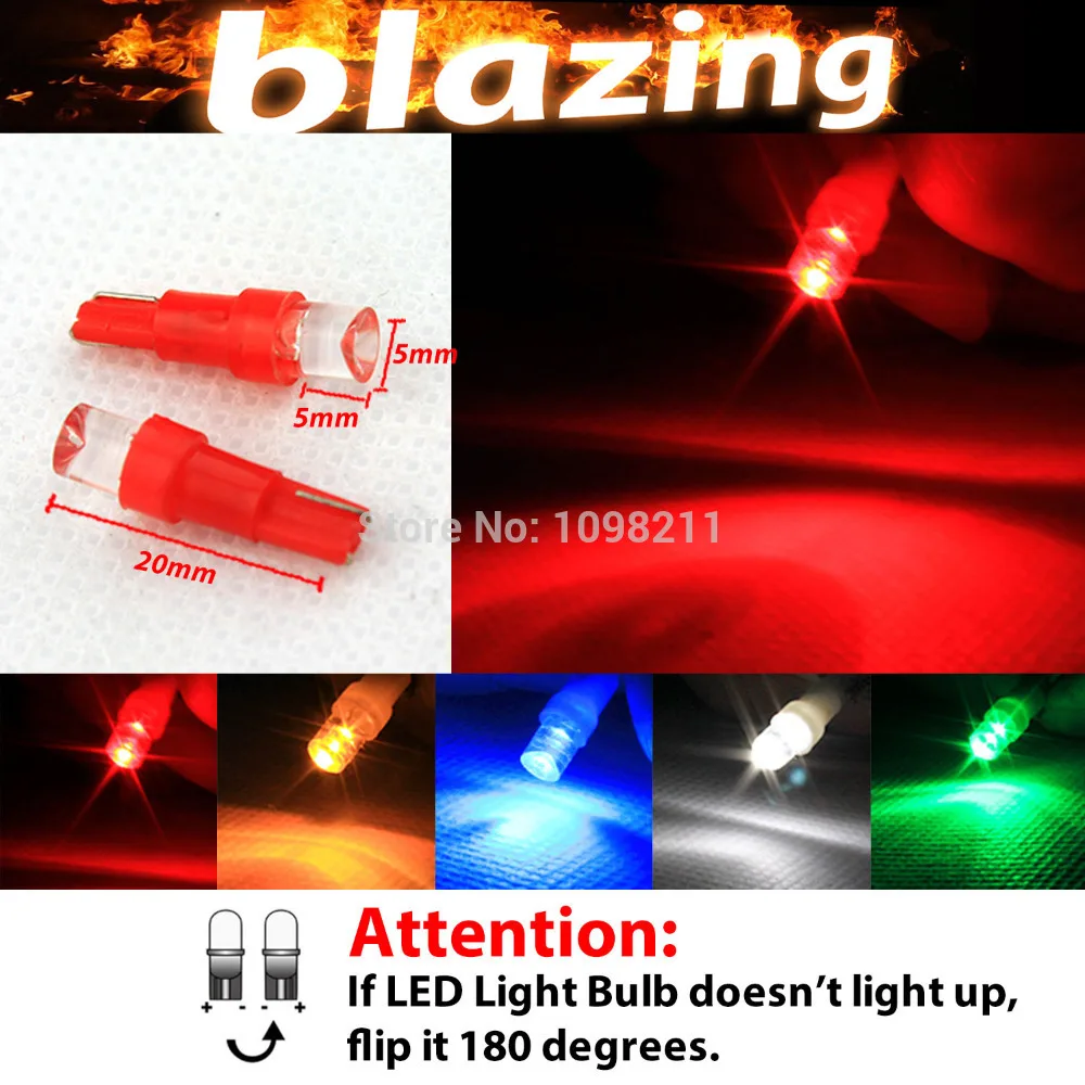 20pcs T5 Red 86 85 Gauge Speed Dashboard Instrument Cluster Wedge Panel Light Side | Автомобили и мотоциклы