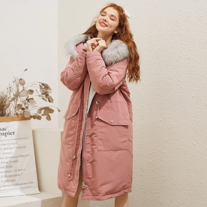 Metersbonwe Long Warm Down Parkas Women Winter 90% White Duck Hooded Female Turndown Collar Coat Outwear | Женская одежда