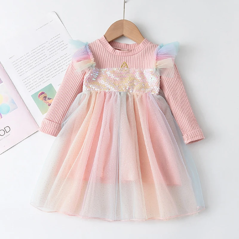 Весеннее Сетчатое платье для девочек Ковбойское принцессы новые платья с