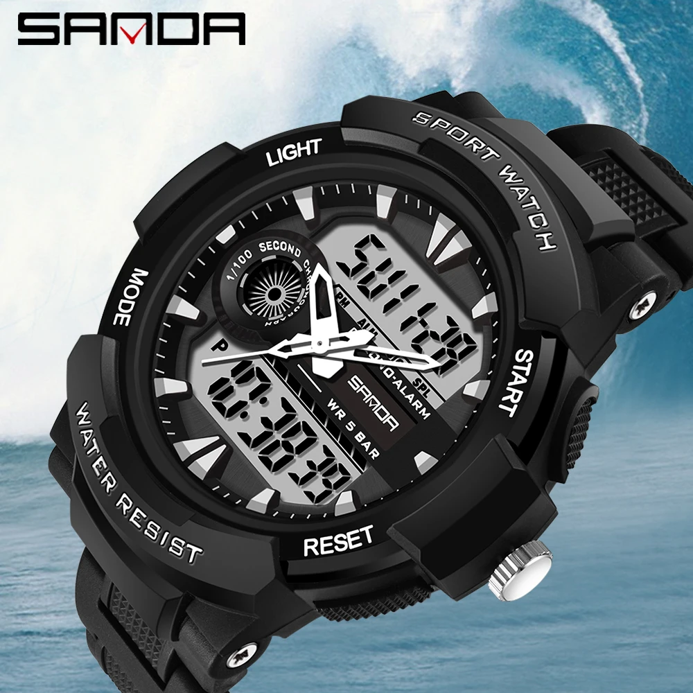 Часы наручные SANDA мужские электронные в стиле G-Shock брендовые цифровые спортивные