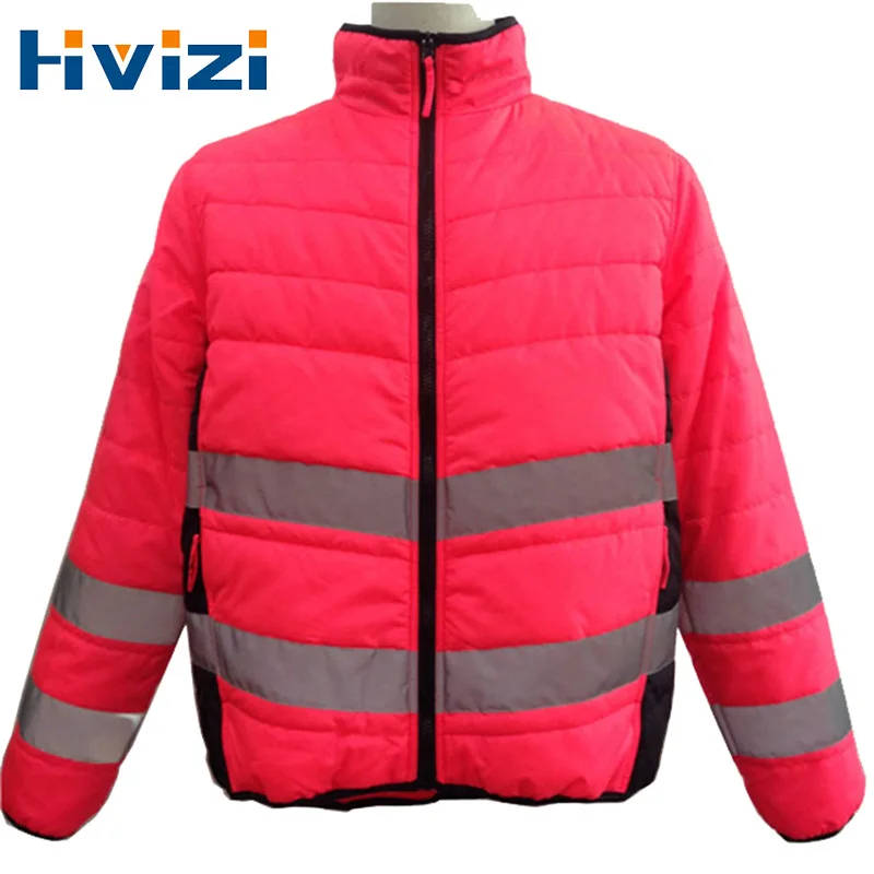

Thicken Winter Coat Work Wear Reflective Jacket Hi Vis Workwear High Visibility Working Clothing Pink Clothes Women Free Ship
