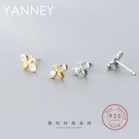 yanney silver color bee inlaid zircon stud earrings fashion women girl simple party gift jewelry