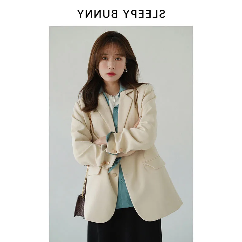 

Retro Commuter Suit Jacket Women's Early Autumn New Shoulder Pads Black Casual