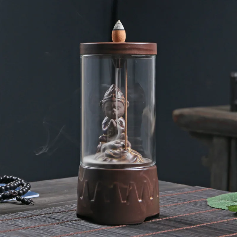 Подставка для благовоний Будды стеклянная крышка внутри ветрозащитный