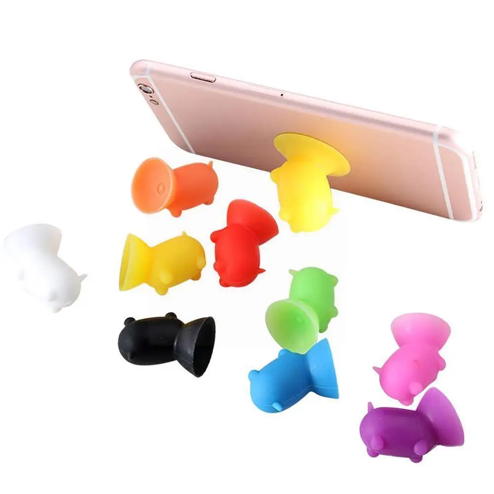 

2pcs Random Color!! Cute Pig Silicone Suction Cup Holder Sucker Stand For For Sumsung Mobile Phone Cellphone F4l9