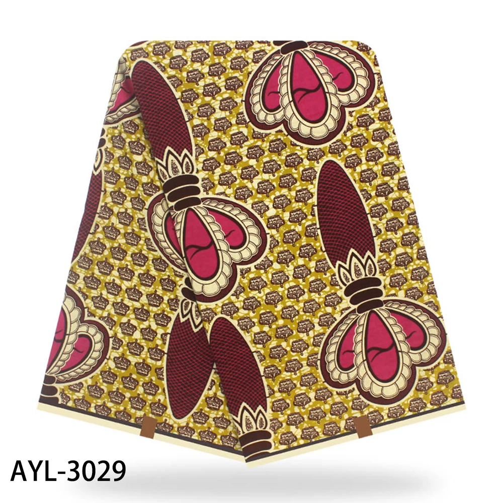 

New African Printing Wax Fabric 6 Yards Comfortable Cotton Wax Fabric for Party Dresses Daily Clothes AYL3024-3064