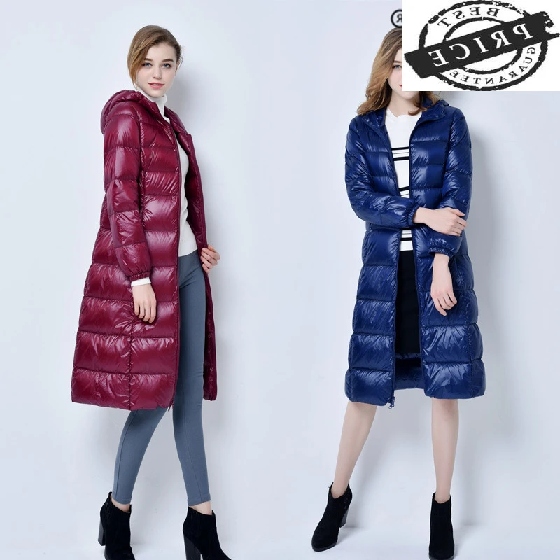 Женский зимний пуховик длинное пальто женская модная куртка с капюшоном теплая