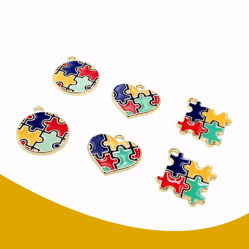 

5pcs New Heart Circle Geometric Puzzle Charm for DIY Necklaces Earrings Keychain Making Handmade Jewelry Findings Accessories