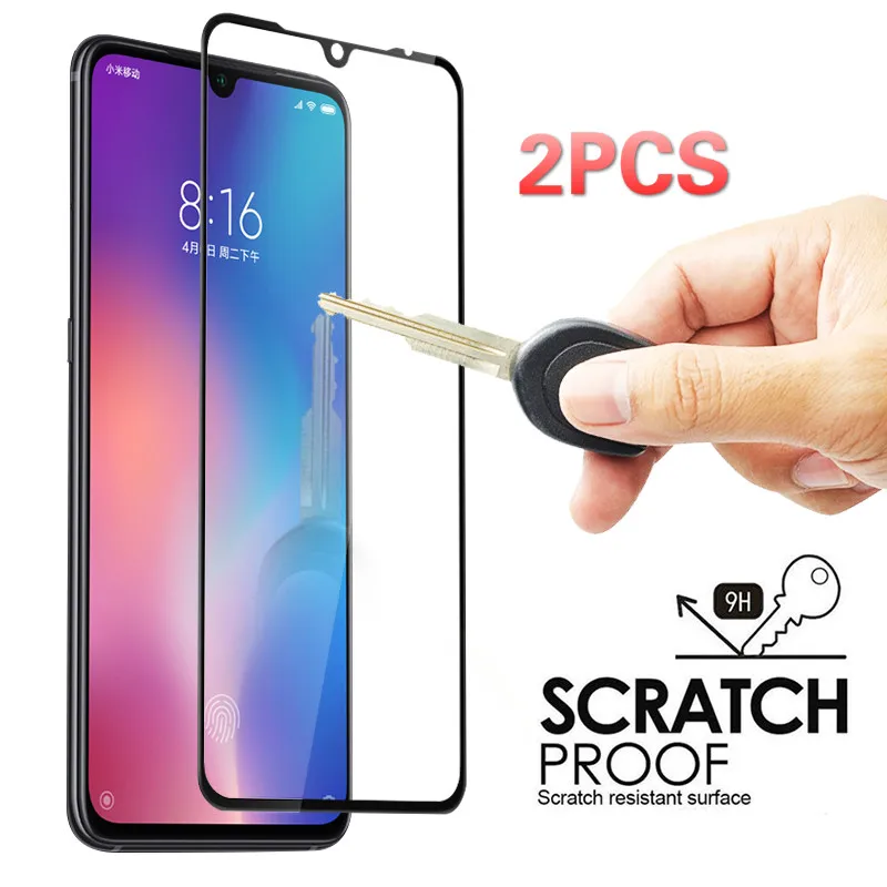 2 шт. Защитная пленка для экрана с полным клеем для Xiao mi CC9 A3 Lite mi 9 SE 8Lite 5X 6X A1 A2 Max 2 3 F1 Play Закаленное стекло Защитная