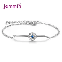 925 sterling silver evil eye charms bracelet minimalist women girls clear blue cubic zircon wristbands bangles jewelry