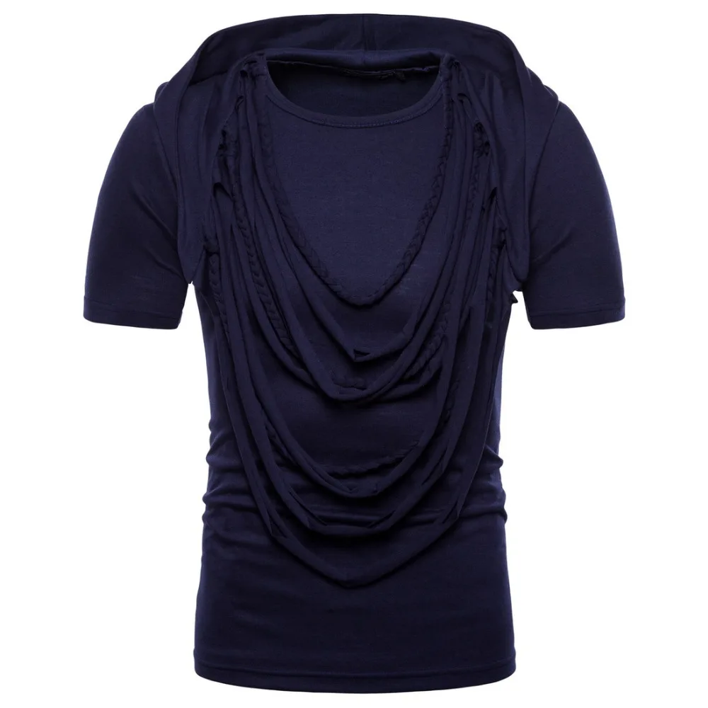 

Men hip hop punk hooded t shirt nightclub singer stage costume men sennit design gothic style tee shirts hipster streetwear