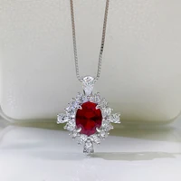 s925 sterling silver retro oval 810mm ruby pendant necklace for women sparkling wedding party fine jewelry gifts for girls mom