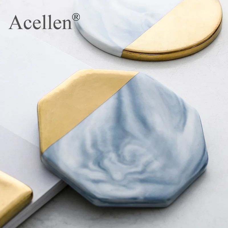 Роскошная уникальная мраморная розовая Золотая керамическая подставка под