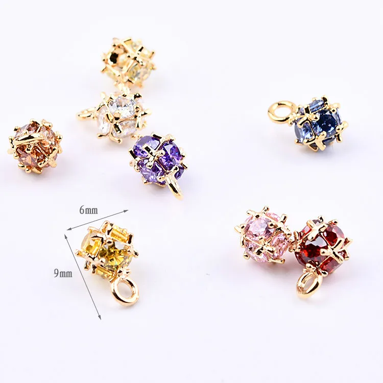 Позолоченный Хрустальный Шар из циркония DIY ювелирные аксессуары серьги ручной