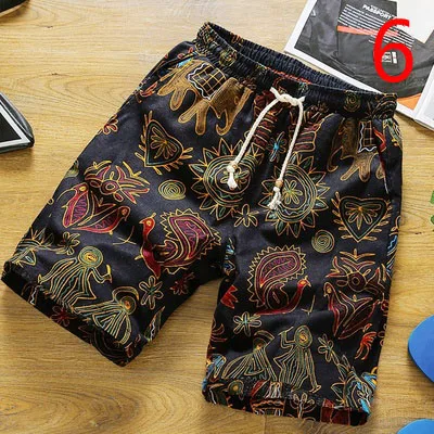 

Casual beach pants men's tide brand loose thin section summer linen shorts trend wild